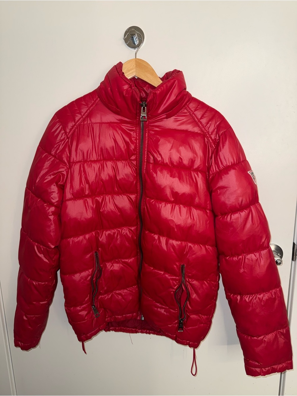 Guess Red Quilted Puffer Jacket